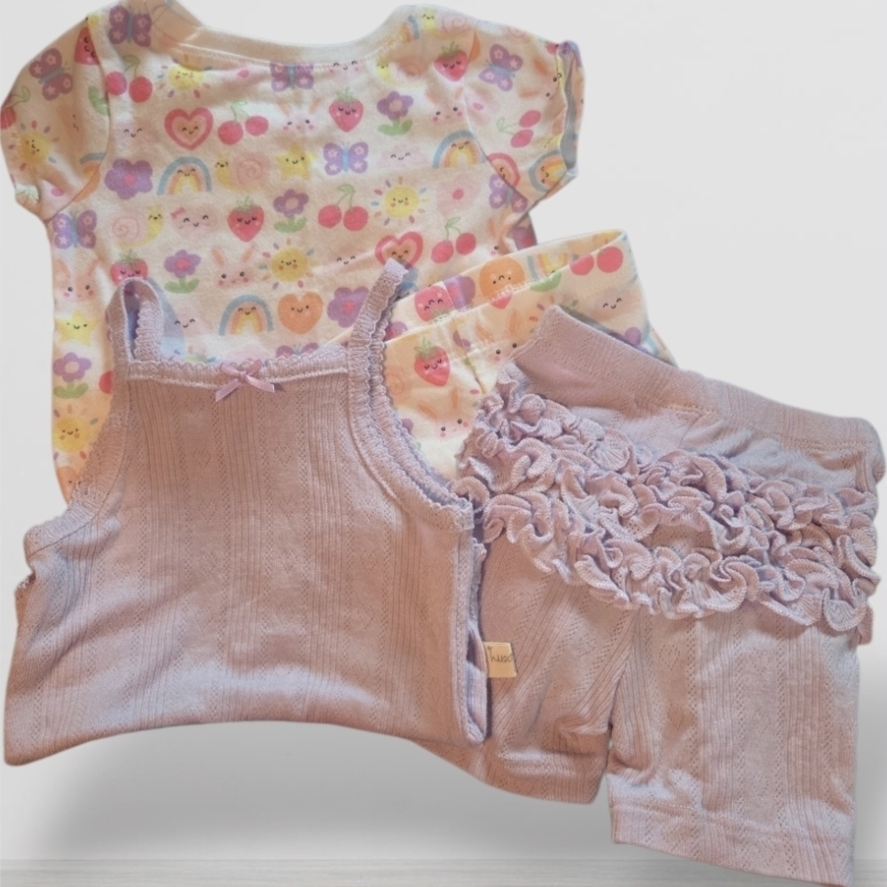 Garanimals & Milkberry Multicolor 2 Full Outfits- 0-3 & 3-6 Mos NWOT
